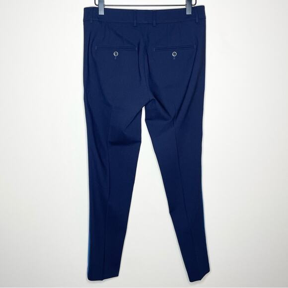 VINCE navy & blue side stripe crepe stretch wool ankle pants size 4 - Picture 3 of 6